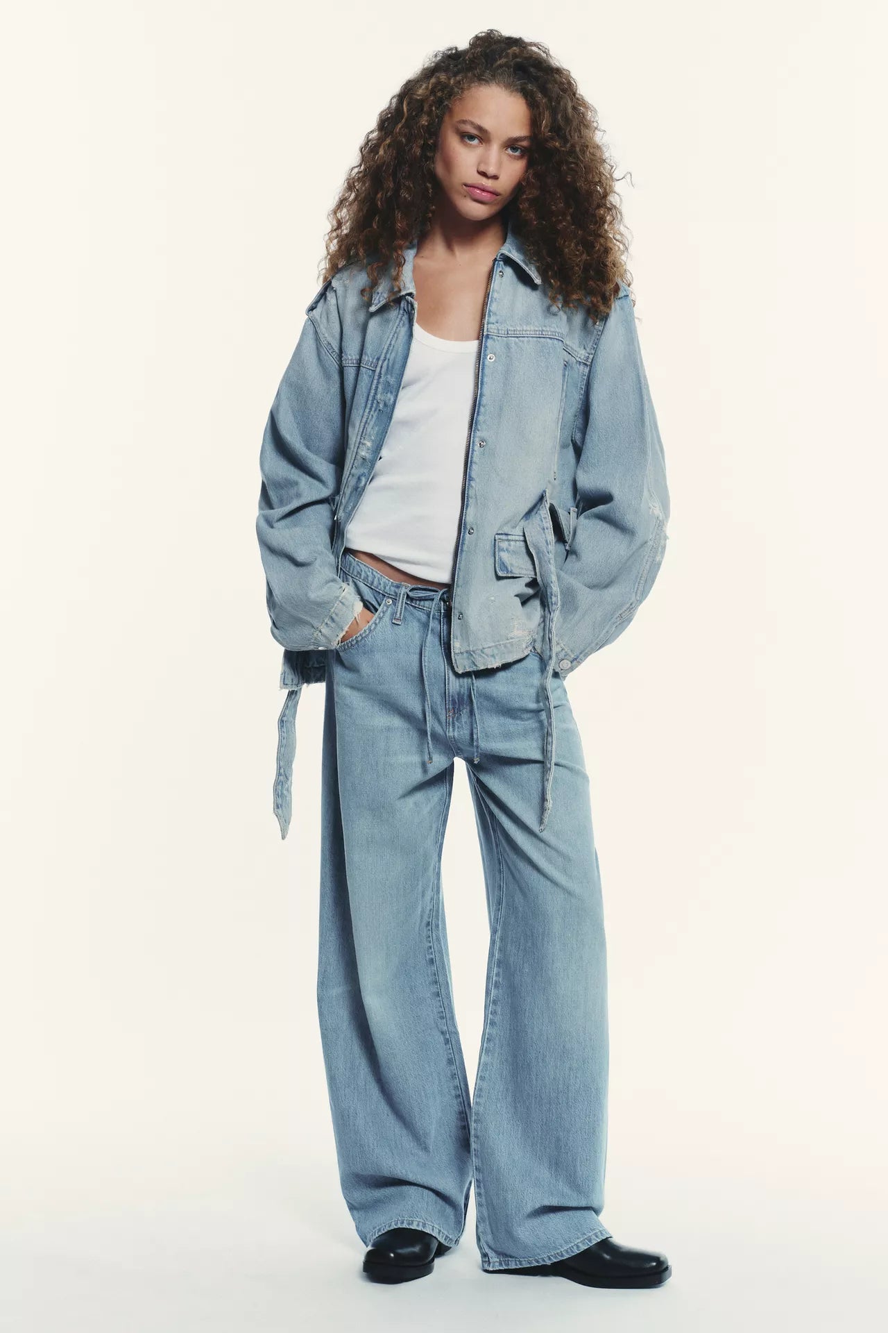 PANTALON FLUIDE DENIM TRF CORDON