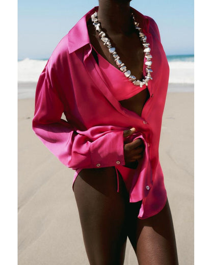 [B9] OVERSIZED SATIN SHIRT