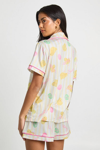 Easter Chick Print Short Sleeve Shirt & Short Pyjama Set