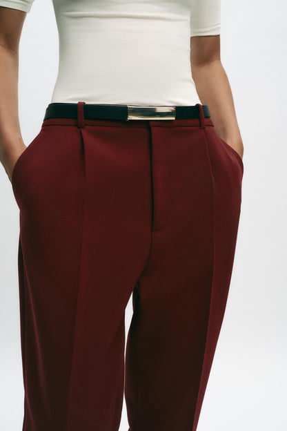 High-waisted straight-leg trousers