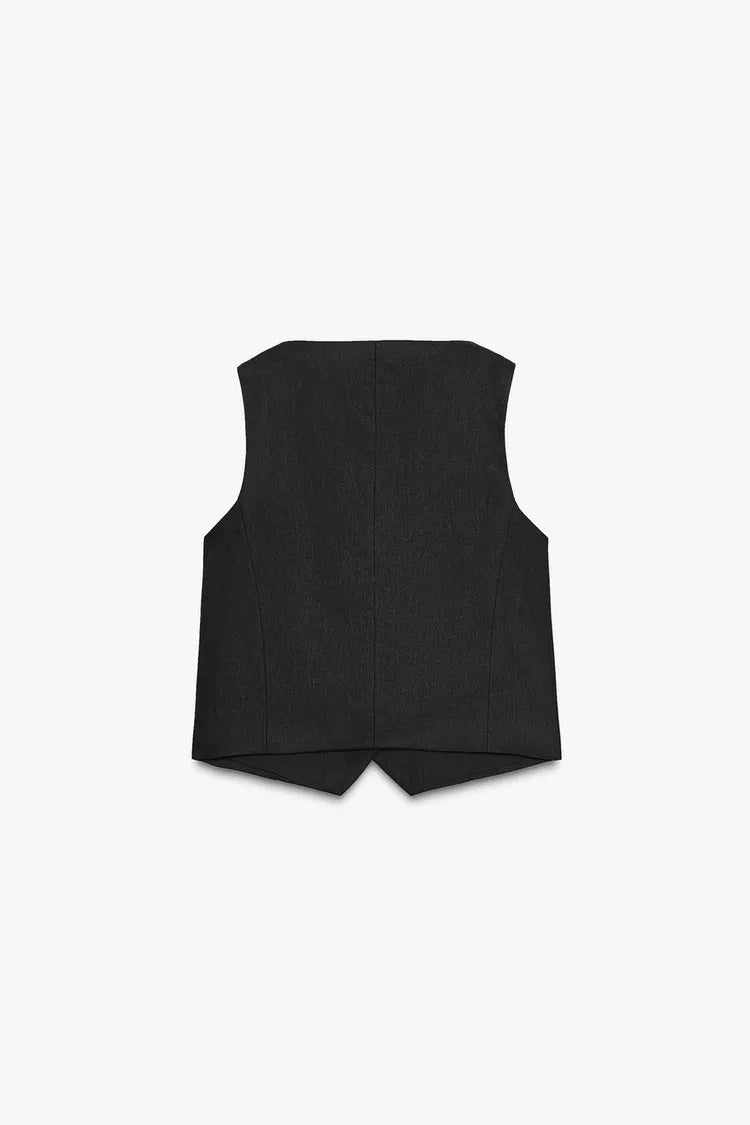LINEN BLEND BUTTONED WAISTCOAT