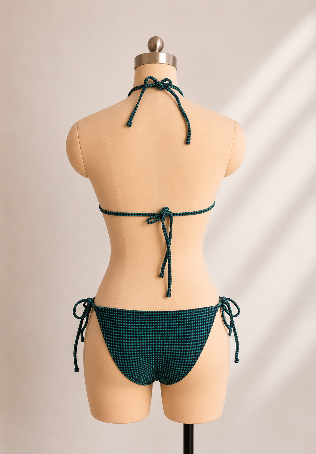 Textured Gingham Triangle Bikini Set, view 2 of 2