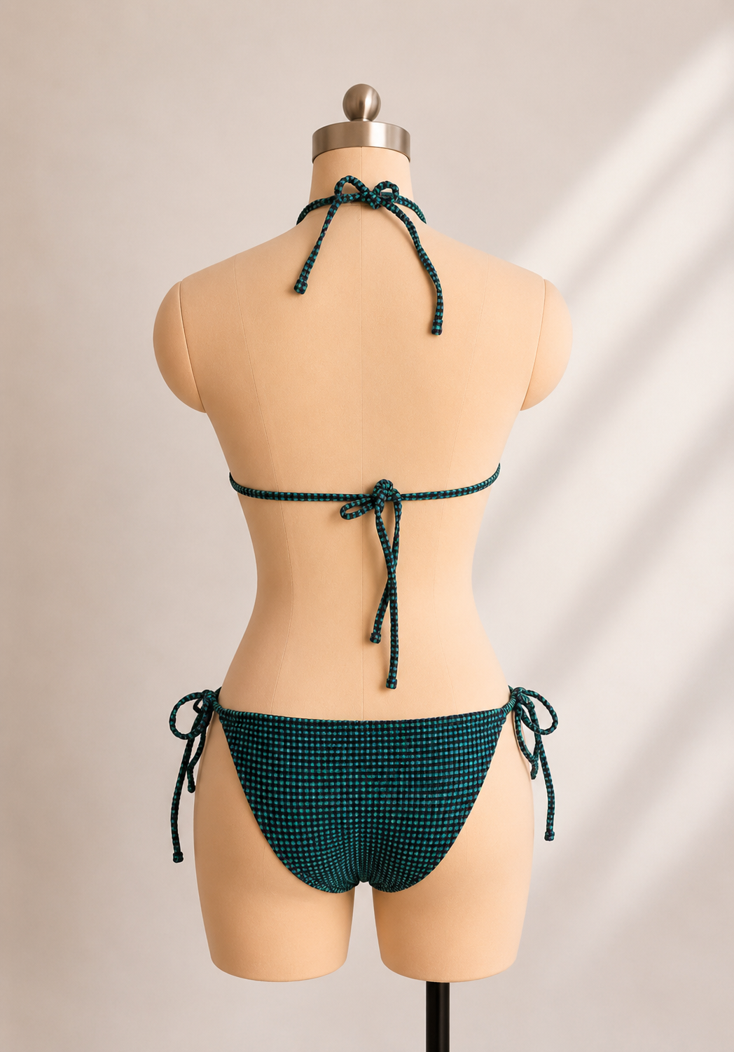 Textured Gingham Triangle Bikini Set, view 2 of 2