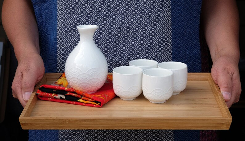 WHITE TEXTURED WAVE SET 4 CUP