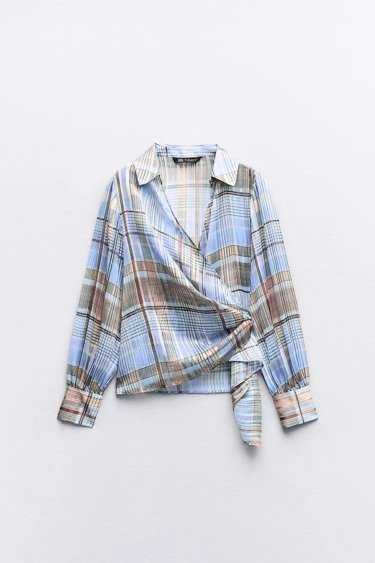 [A4] Plaid Shirt with Metallic Thread