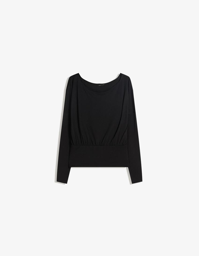 [B2] OFF-SHOULDER LONG SLEEVE TOP