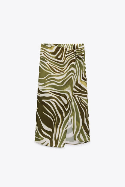 [A7] ANIMAL PRINT MIDI SKIRT