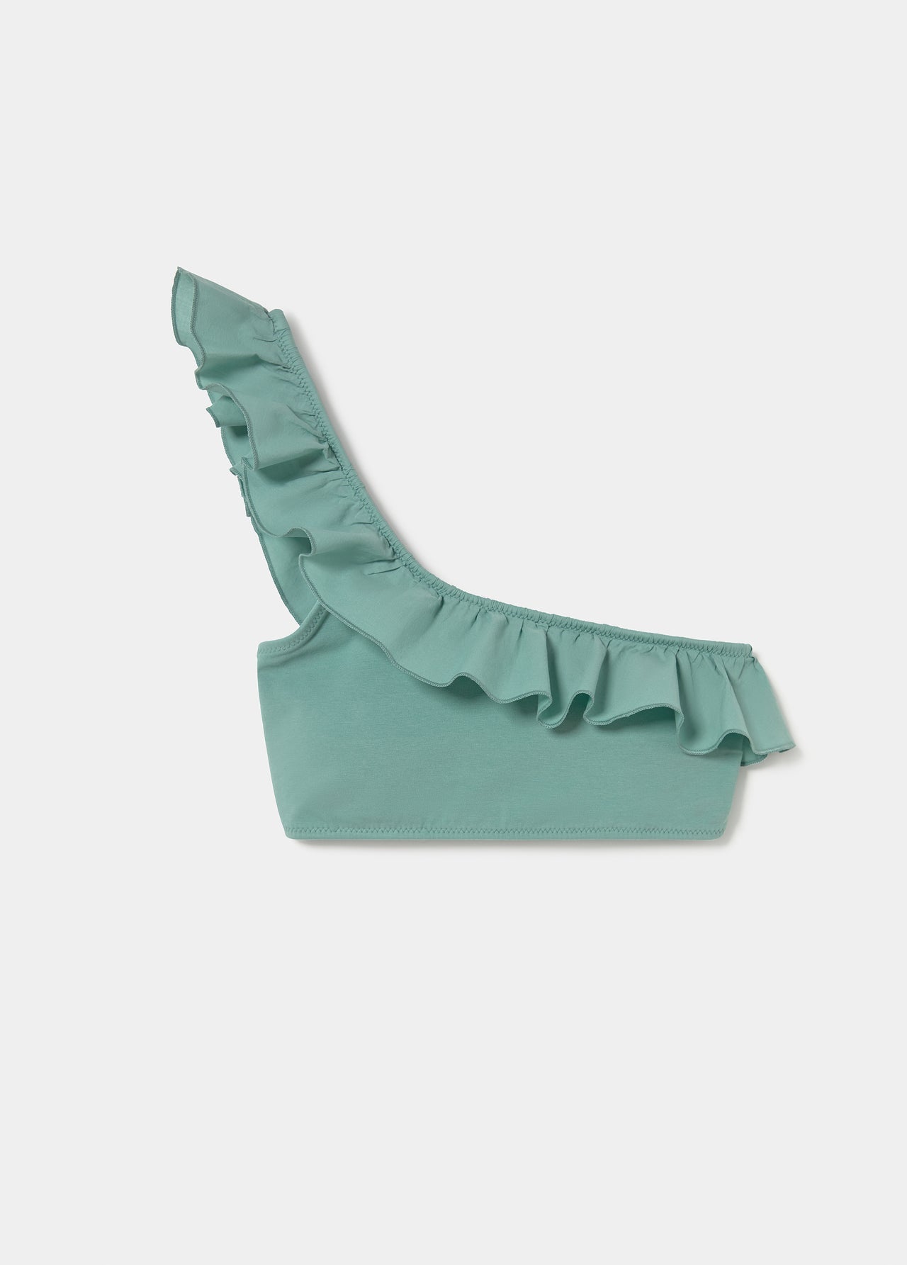 Asymmetrical bikini with ruffle