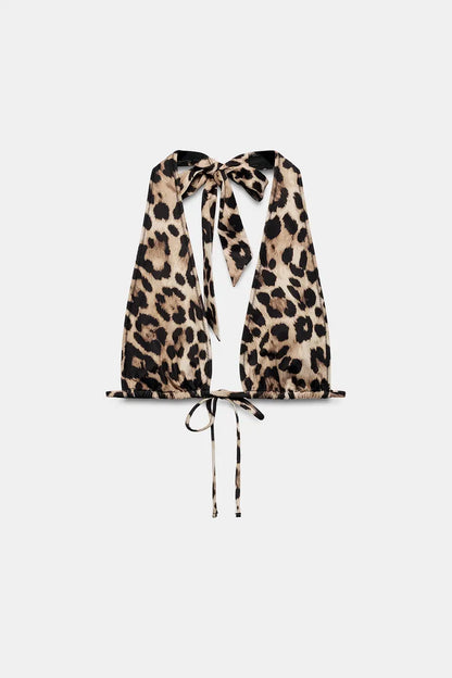 ANIMAL PRINT HALTER BIKINI SET