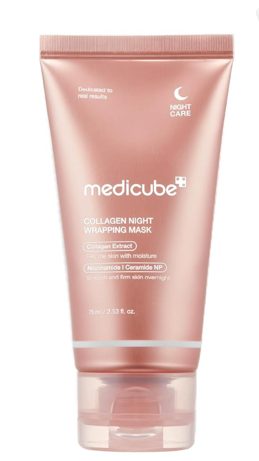 MEDICUBE COLLAGEN NIGHT WRAPPING MASK – MASQUE PEEL-OFF NUIT AU COLLAGÈNE – FERMETÉ & HYDRATATION – 75 ML