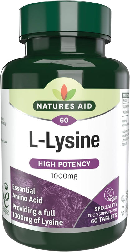NATURES AID L-LYSINE 1000MG – HIGH STRENGTH ESSENTIAL AMINO ACID