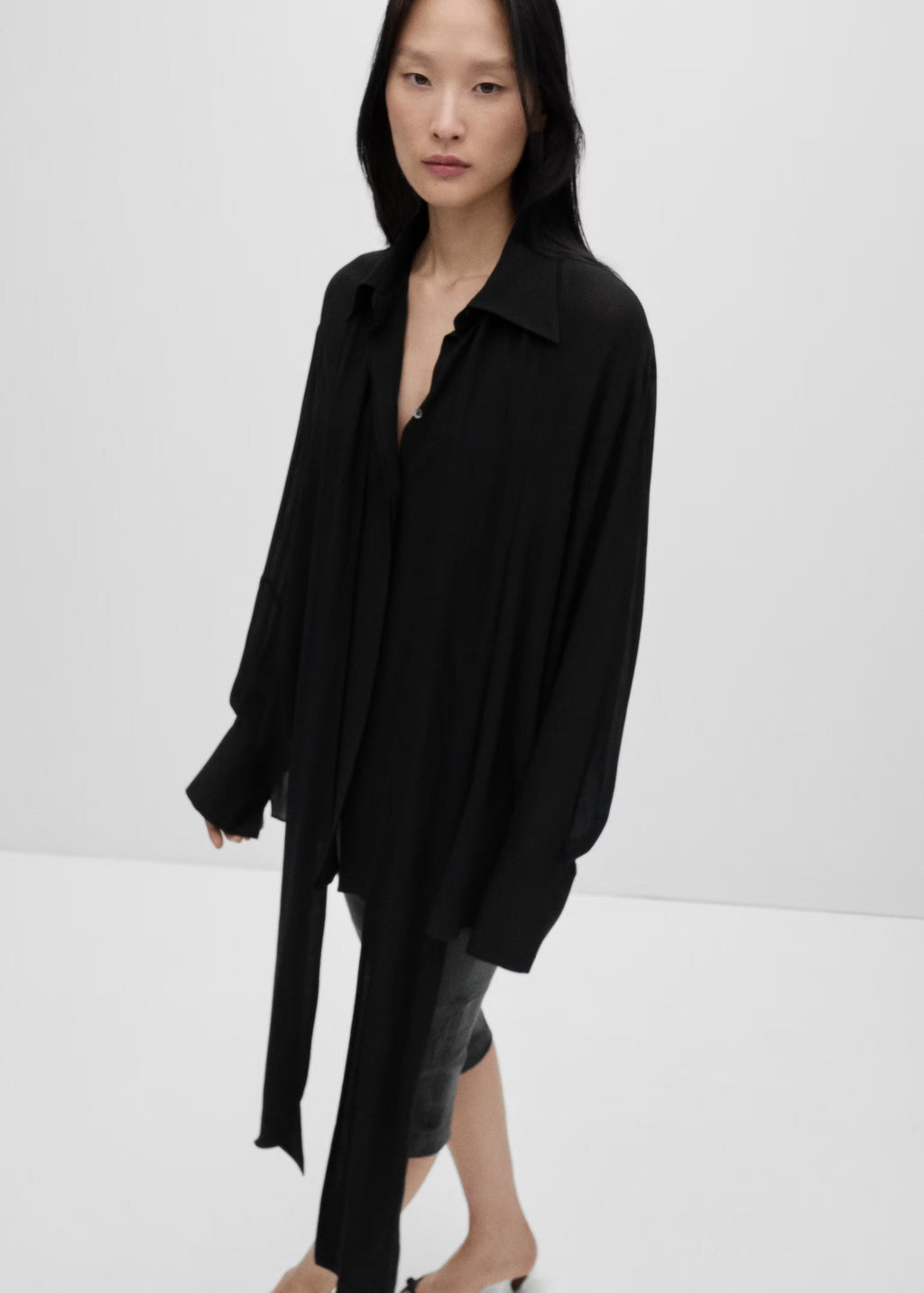 [X3] SEMI-TRANSPARENT LACE SHIRT