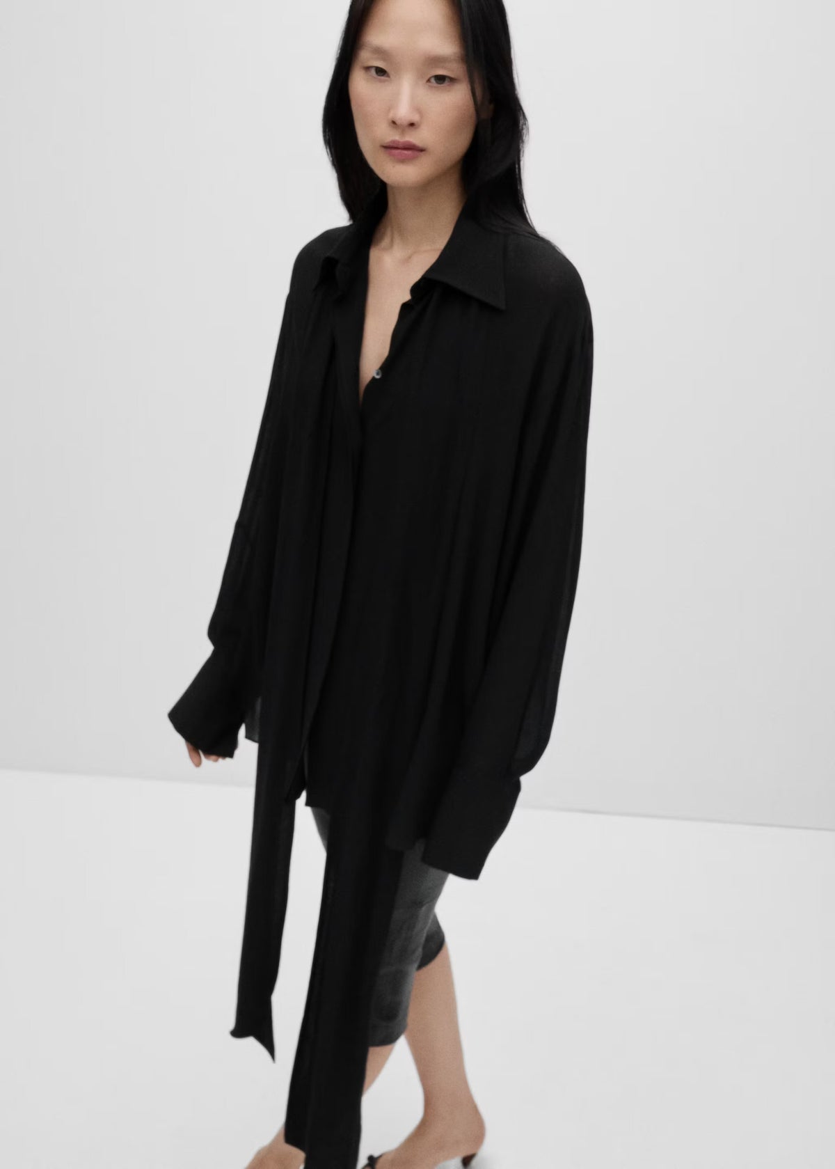 [X3] SEMI-TRANSPARENT LACE SHIRT