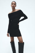MINI DRESS DRAPED MULTIPOSITION COLLAR