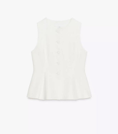 ZARA SLEEVELESS WHITE BUTTONED TOP ELEGANT