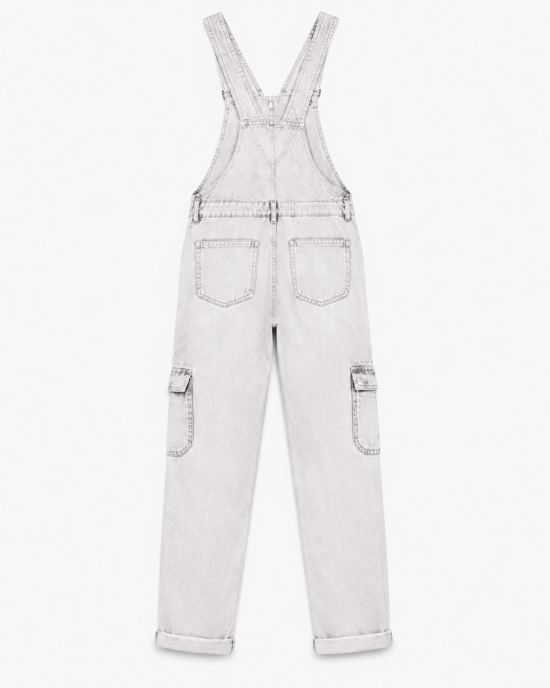 Zara Distressed Denim Cargo Dungarees – Light Wash