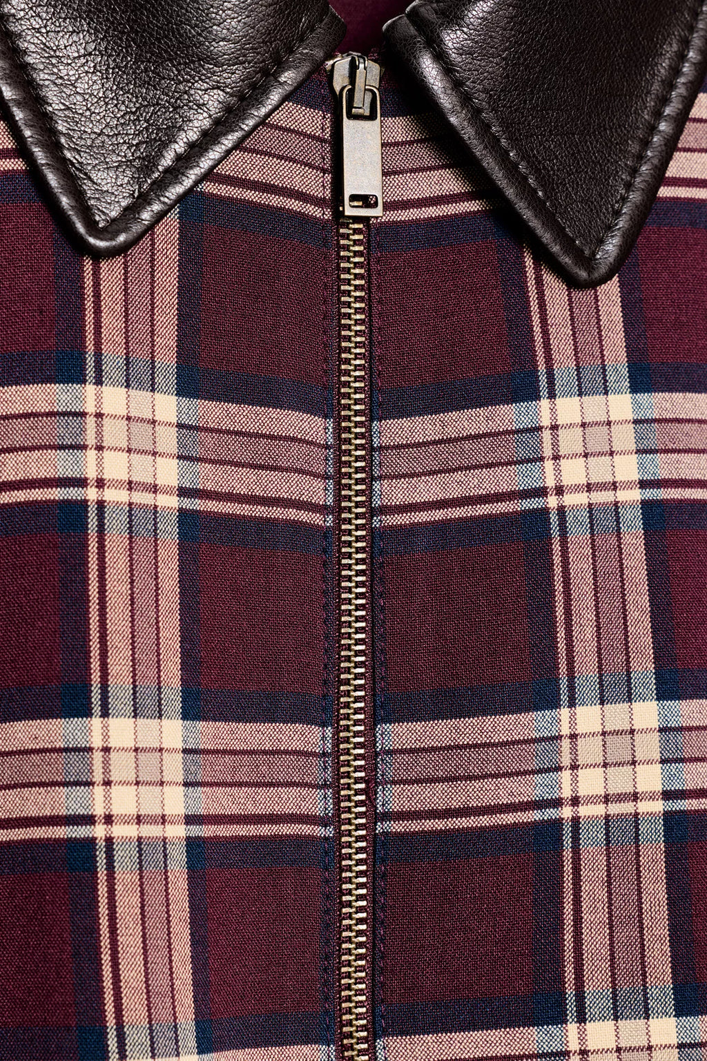 CHECKED BOMBER JACKET WITH SKORT | LEATHER EFFECT LAPEL