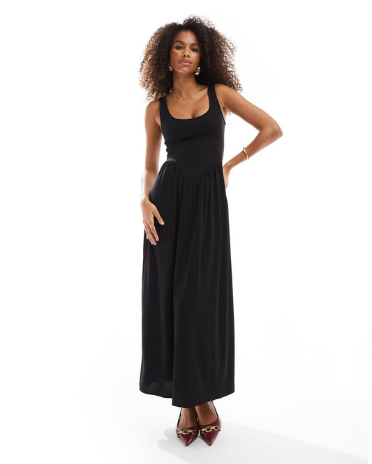 CONTRAST STRAP MAXI DRESS