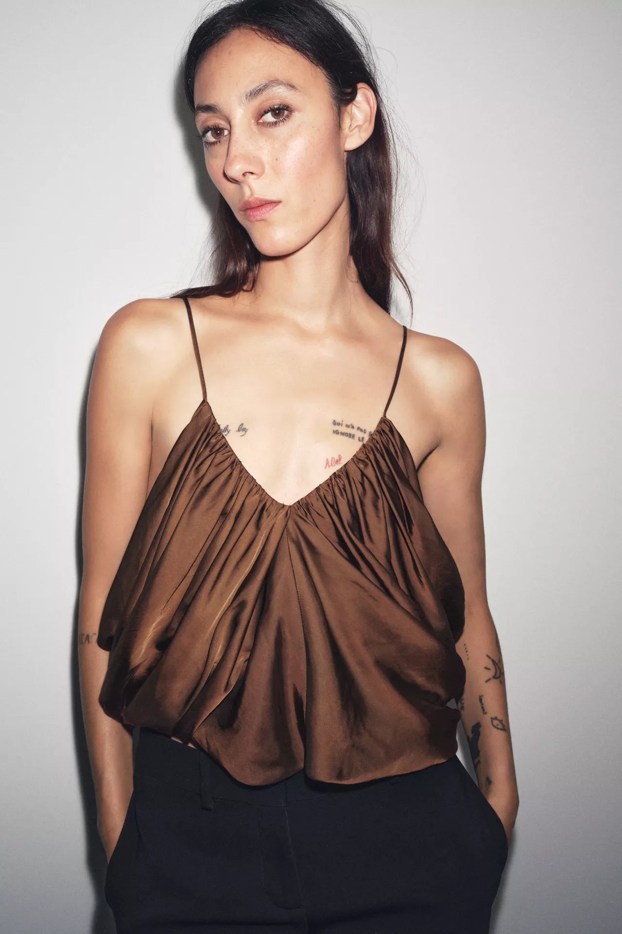 ZW COLLECTION SATIN DRAPED TOP