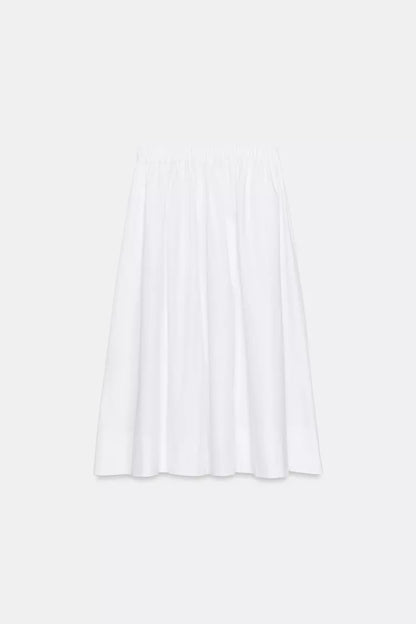 [A7] POPLIN MIDI SKIRT