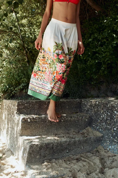 [A6] Printed Midi Skirt