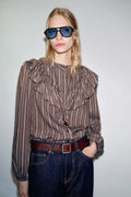[A2] STRIPED SHIRT WITH RUFFLES
