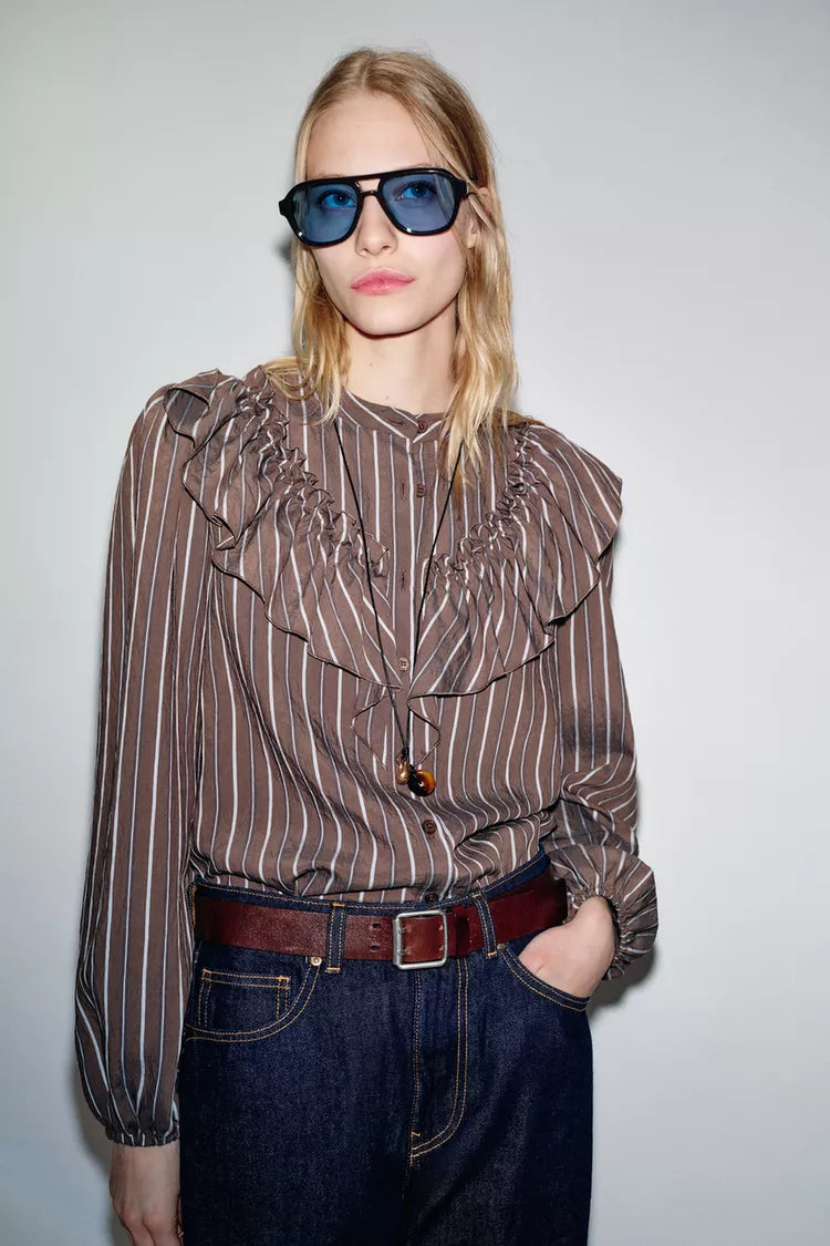 [A2] STRIPED SHIRT WITH RUFFLES