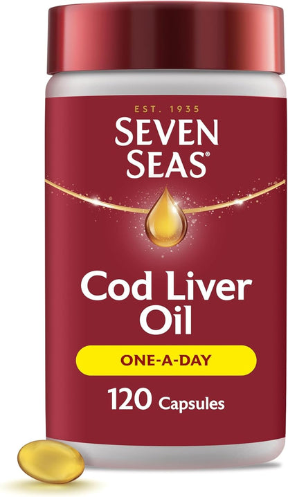 SEVEN SEAS COD LIVER OIL ONE-A-DAY OMEGA-3 FISH OIL AND VITAMIN D, 120 CAPSULES, 4 MONTHS SUPPLY