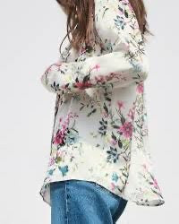 [B8] FLORAL PRINT SATIN SHIRT