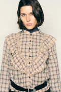 CHECK LACE BLOUSE