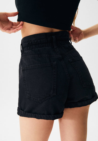 HIGH-WAIST DENIM SHORTS
