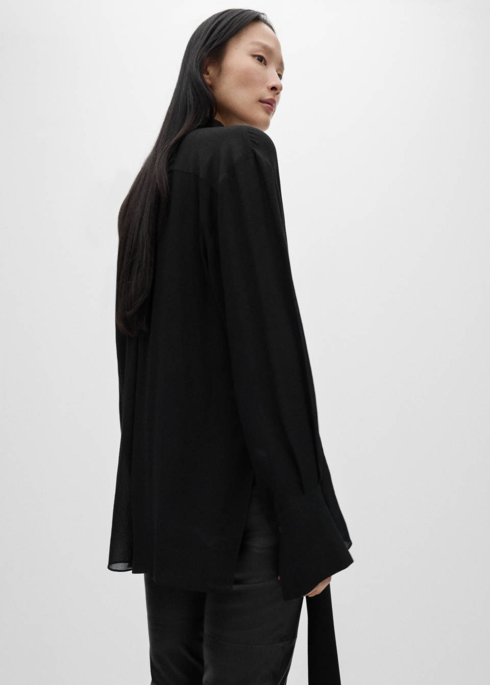 SEMI-TRANSPARENT LACE SHIRT