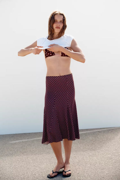 Polka dot midi skirt