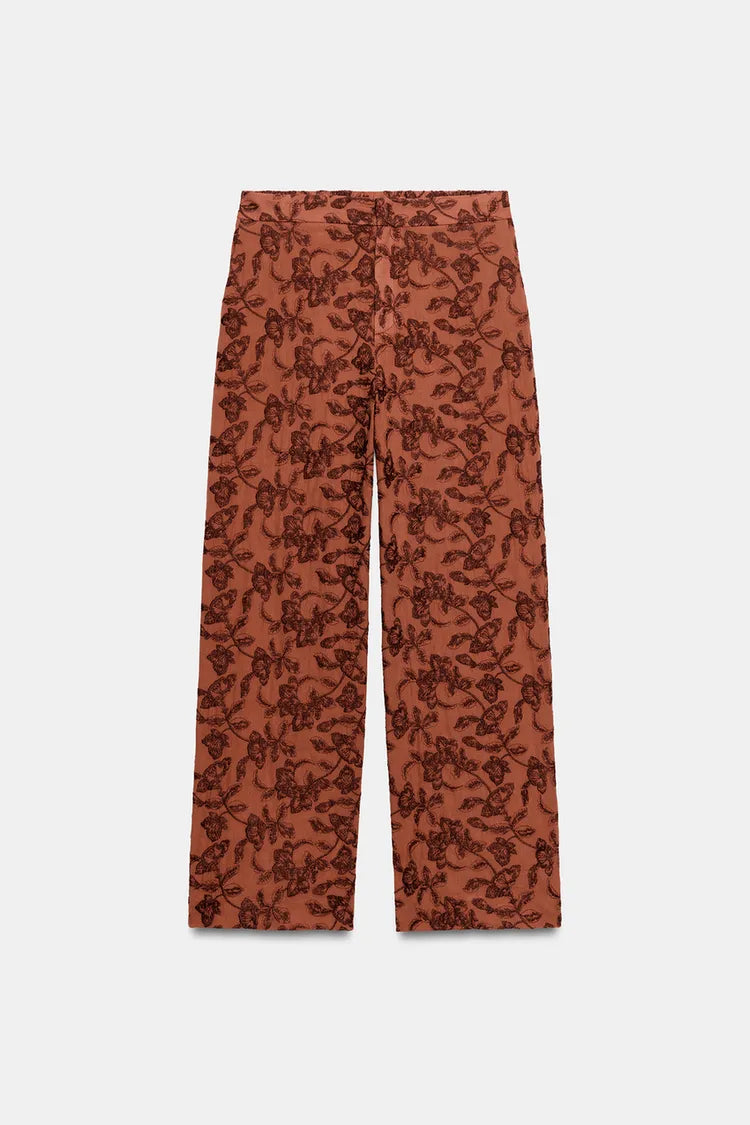 EMBROIDERED STRAIGHT-LEG TROUSERS