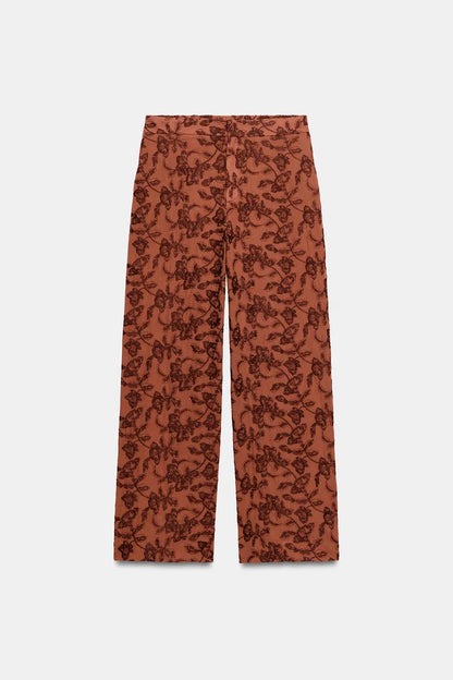EMBROIDERED STRAIGHT-LEG TROUSERS
