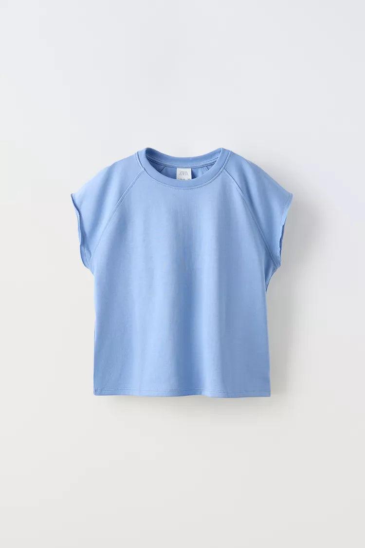 COTTON T-SHIRT WITH RAGLAN SLEEVES AND A CREW NECK