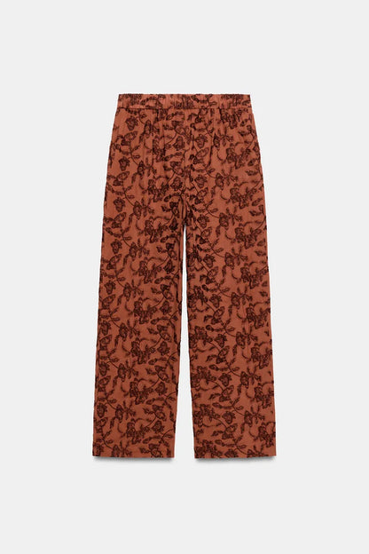 EMBROIDERED STRAIGHT-LEG TROUSERS