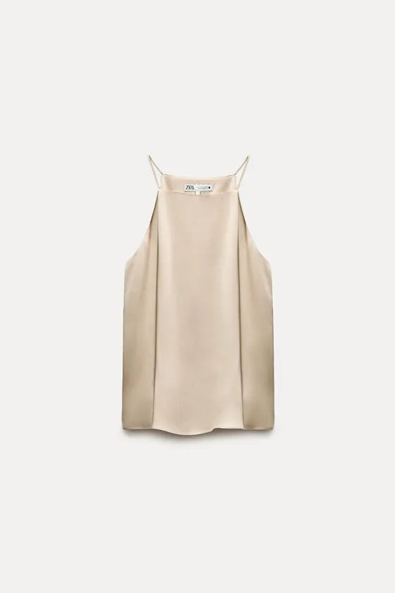 Top en satin avec col halter — ZW COLLECTION