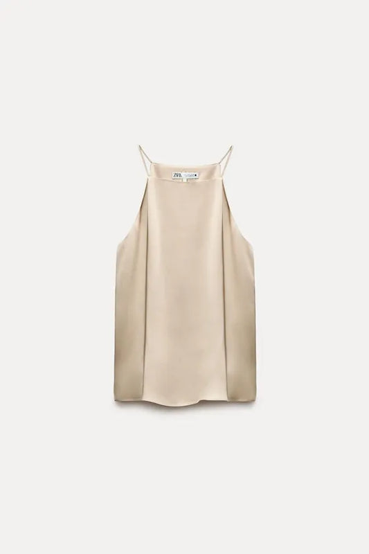 Top en satin avec col halter — ZW COLLECTION