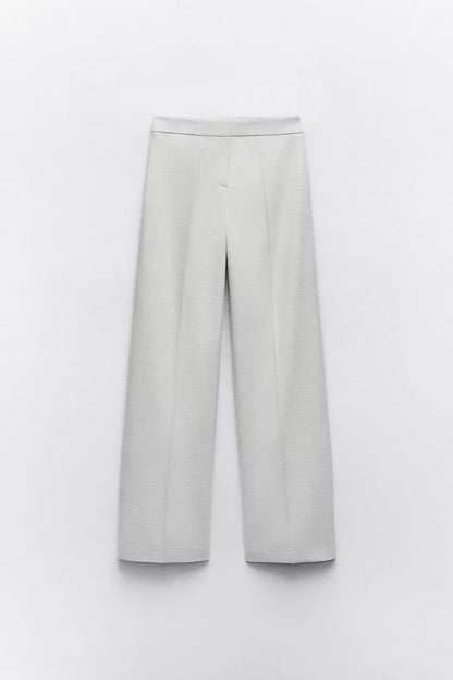 [X2] High-waisted straight-cut trousers