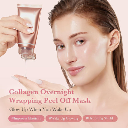 MEDICUBE COLLAGEN NIGHT WRAPPING MASK – MASQUE PEEL-OFF NUIT AU COLLAGÈNE – FERMETÉ & HYDRATATION – 75 ML