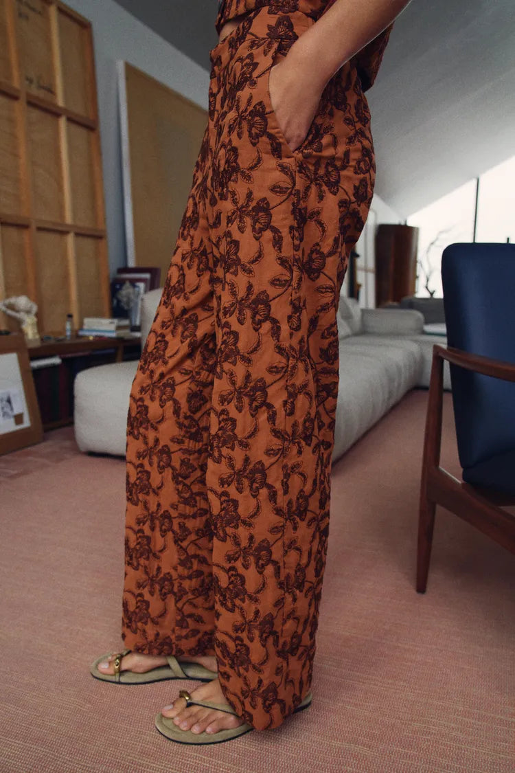 EMBROIDERED STRAIGHT-LEG TROUSERS