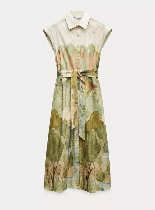 Print shirt dress
