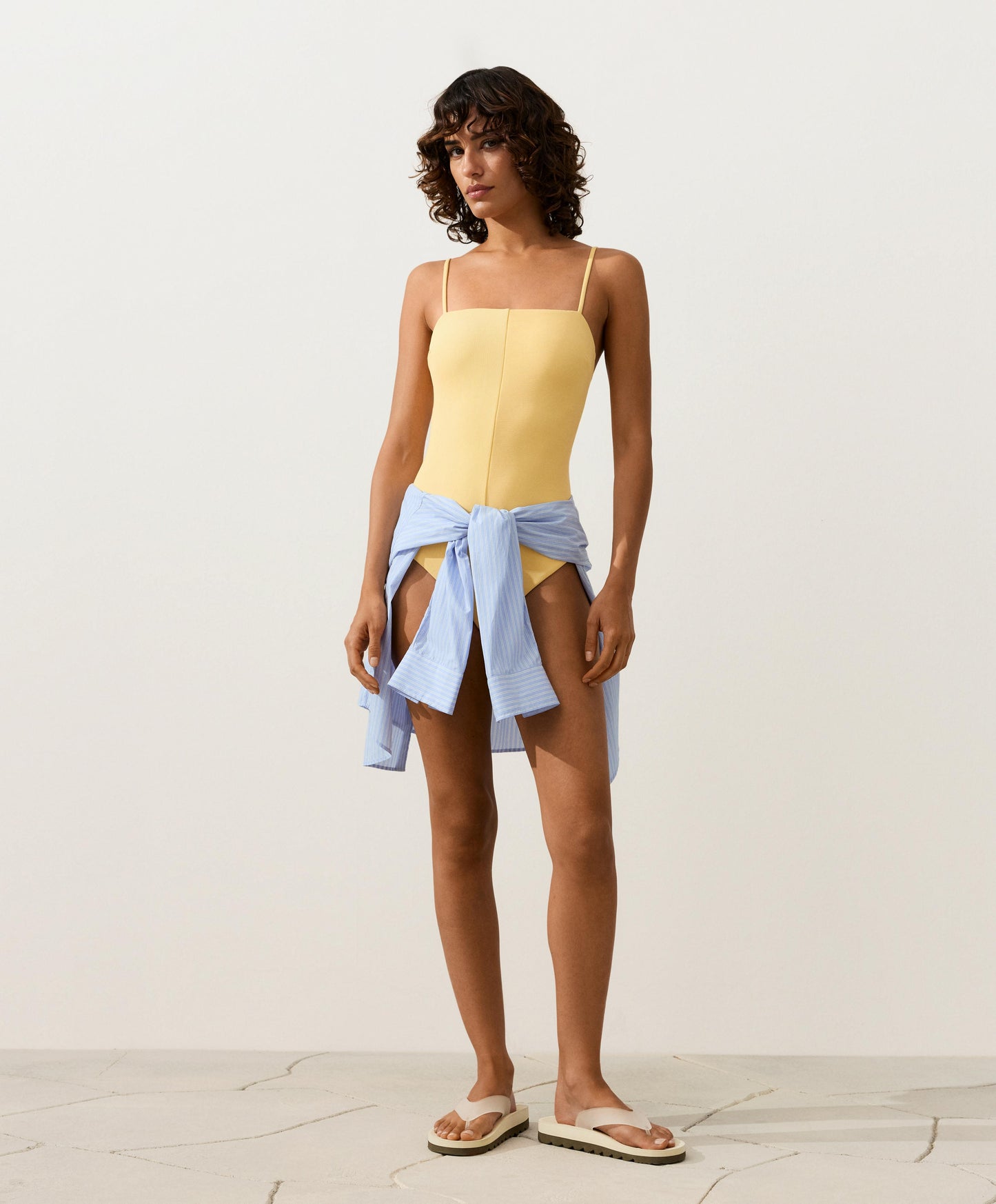 Ribbed bandeau swimsuit