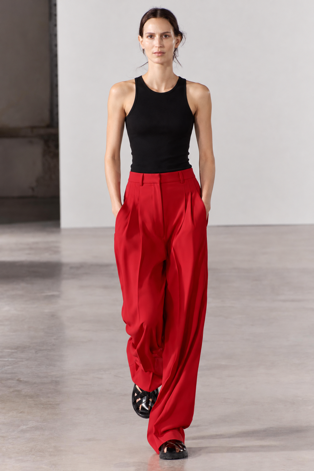 ZW COLLECTION WIDE-LEG PLEATED TROUSERS
