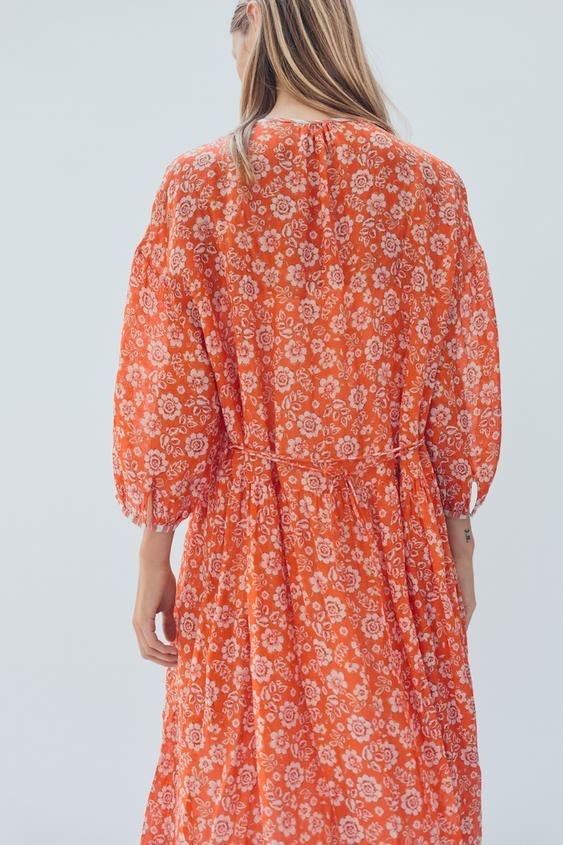 LIMITED EDITION RAMIE FLORAL KAFTAN DRESS & BUCKET HAT