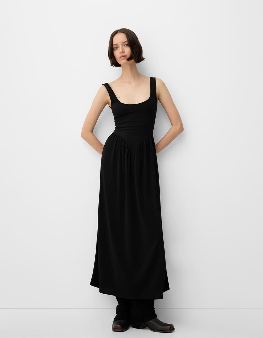 CONTRAST STRAP MAXI DRESS