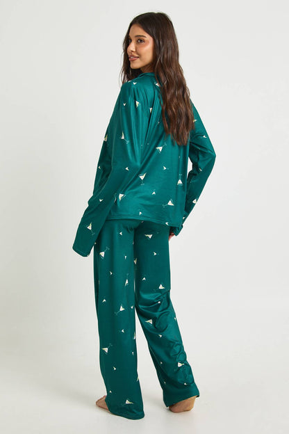 Martini Print Long Sleeve Top & Trousers Pyjama Set