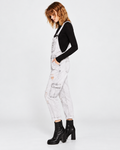 Zara Distressed Denim Cargo Dungarees – Light Wash