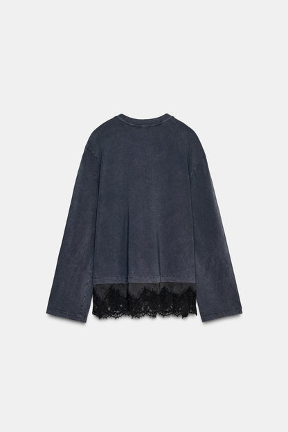 Lace-Trim Combination T-Shirt